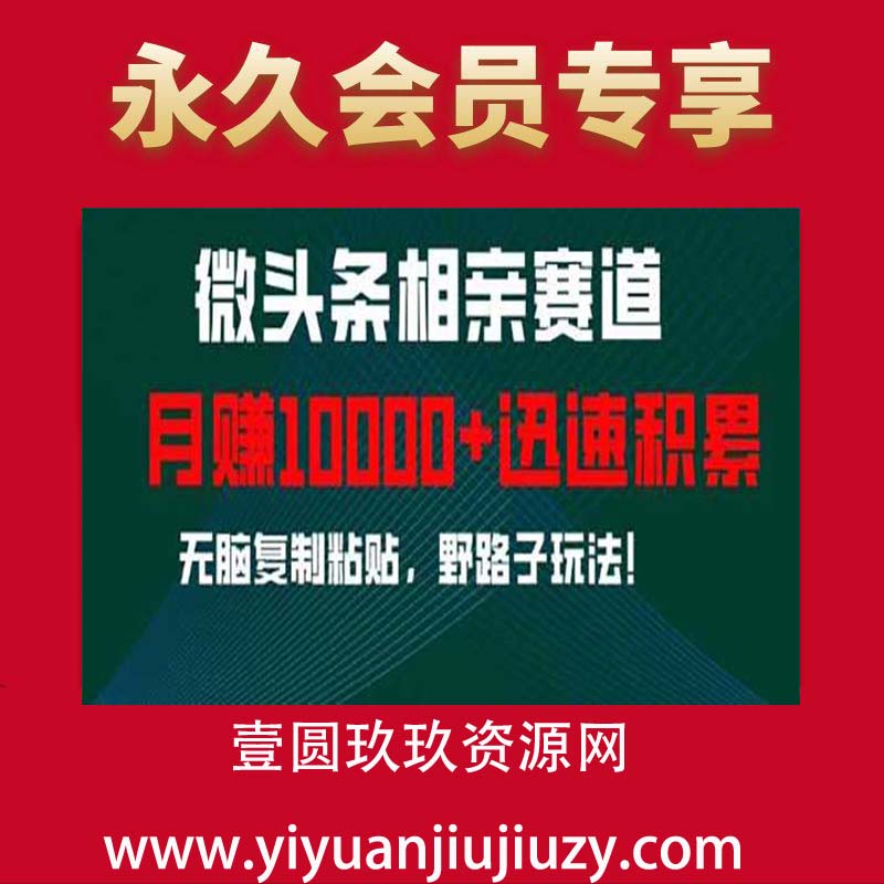 微头条相亲赛道，迅速积累，无脑复制粘贴，野路子玩法，月入1w