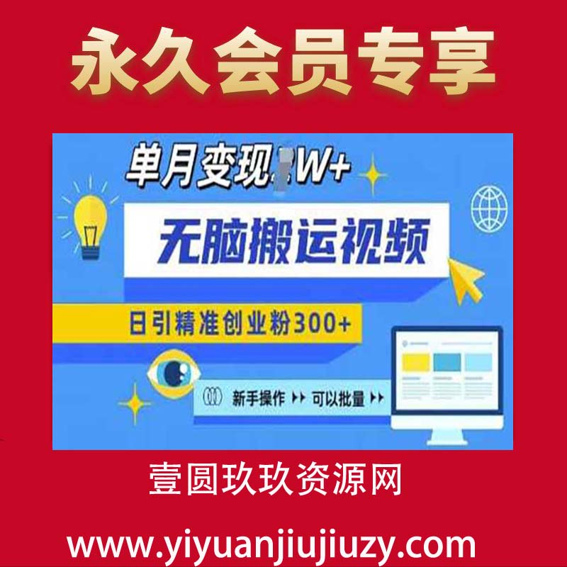 无脑搬运视频号可批量复制，新手即可操作，日引精准创业粉300+，月变现过W 【揭秘】
