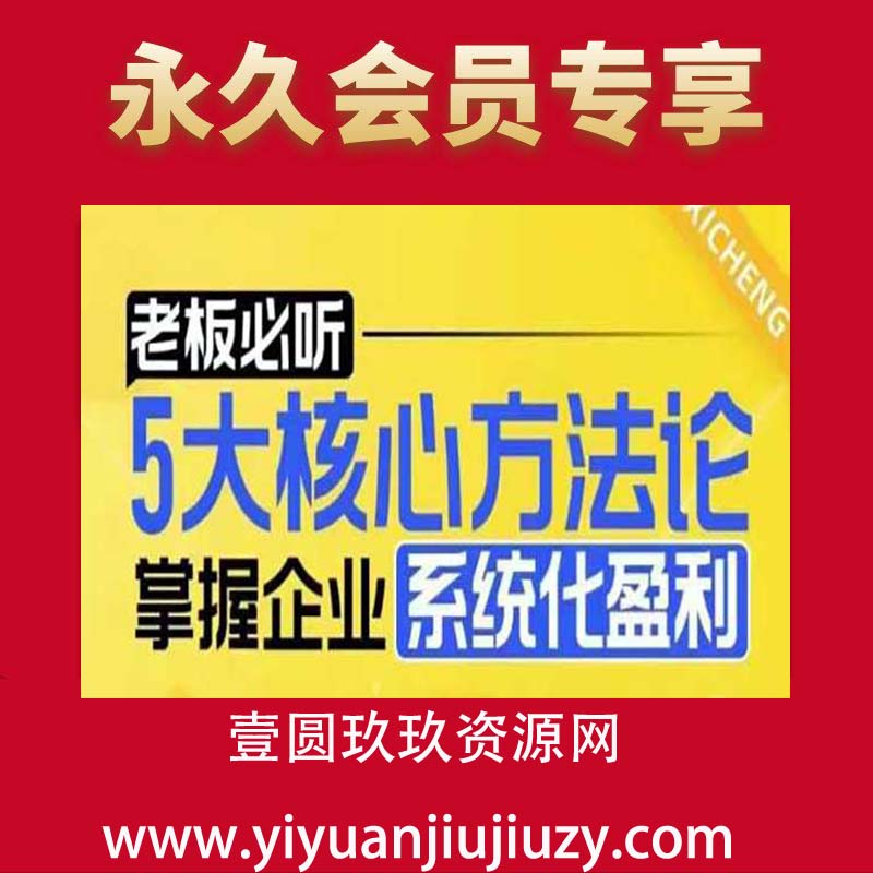 【老板必听】5大核心方法论，掌握企业系统化盈利密码