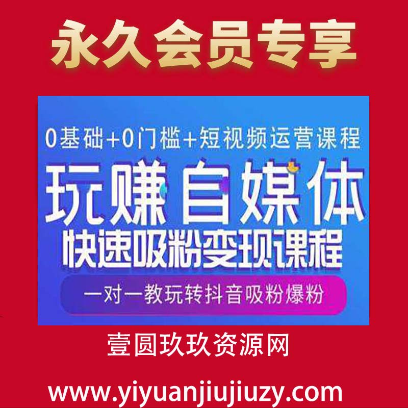 0基础+0门槛+短视频运营课程，玩赚自媒体快速吸粉变现课程，一对一教玩转抖音吸粉爆粉(1)