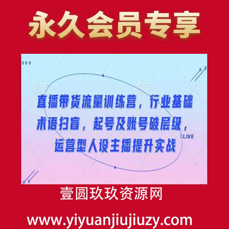 直播带货流量训练营，行业基础术语扫盲，起号及账号破层级，运营型人设主播提升实战