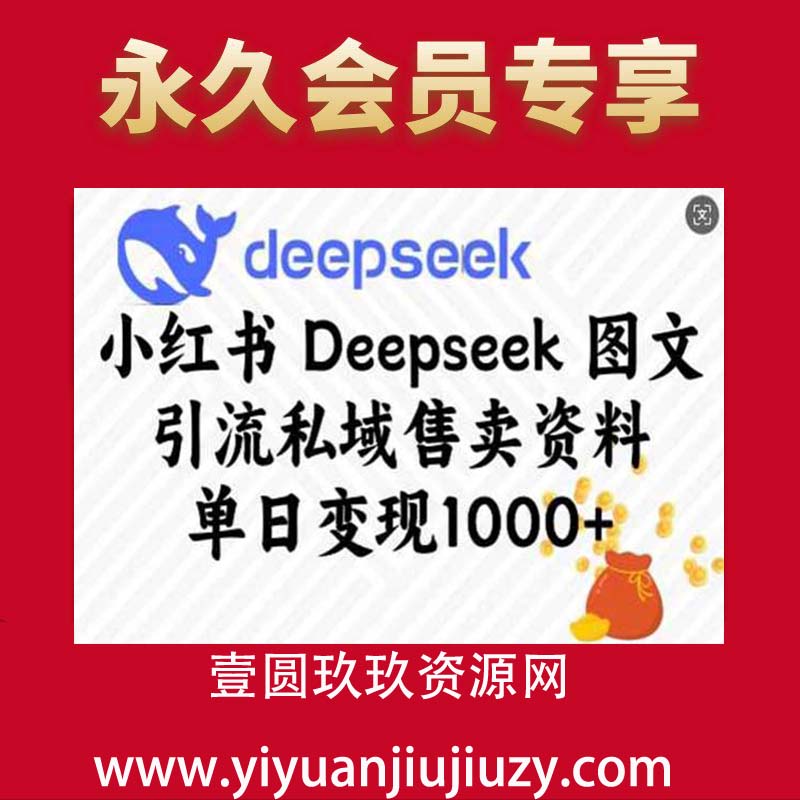 小红书Deepseek图文引流私域售卖资料，单日变现多张