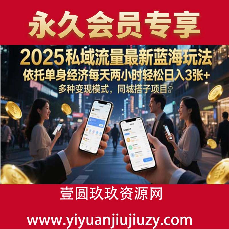 2025私域流量最新蓝海玩法，依托单身经济每天两小时轻松日入3张+，多种变现模式，同城搭子项目