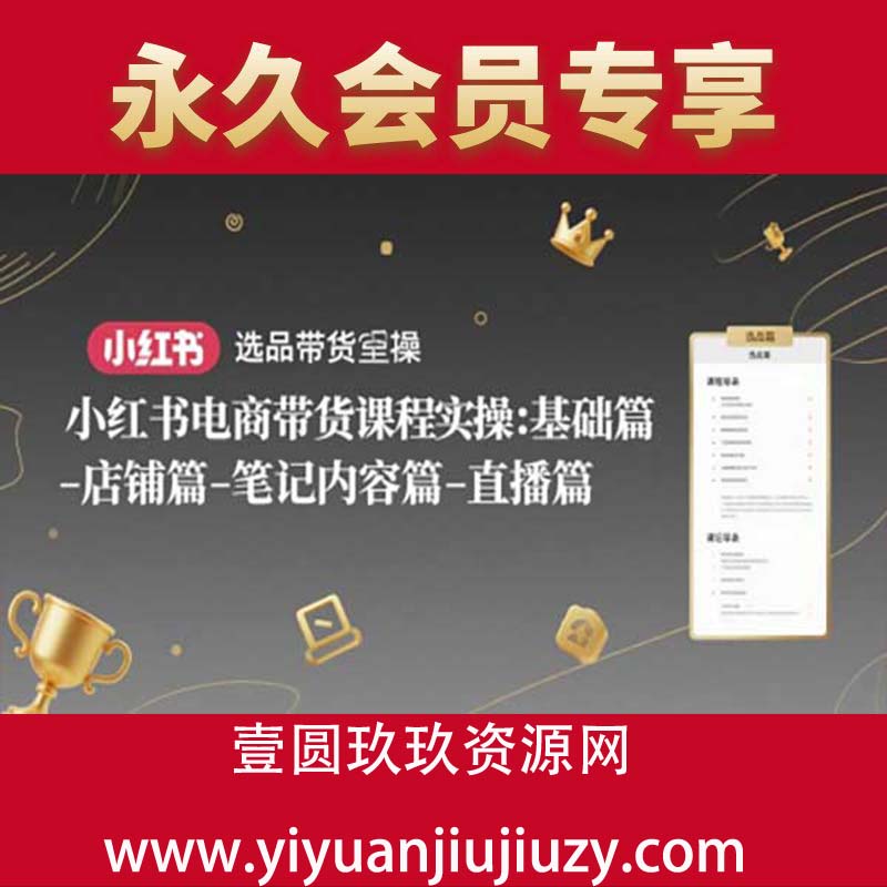 小红书电商带货课程实操：基础篇-选品篇-店铺篇-笔记内容篇-直播篇