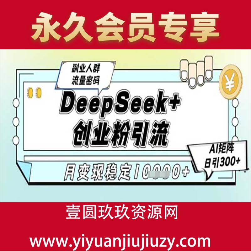 DeepSeek+创业粉精准引流，全新分享课4.0玩法，AI矩阵日引300+，副业人群流量密码，多种变现方式，稳定月入10000+