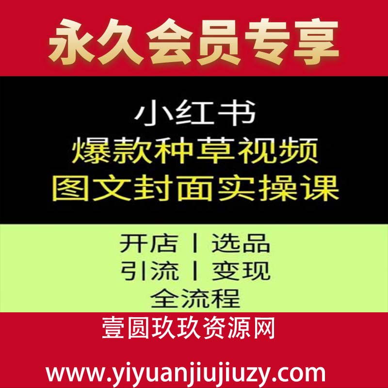 小红书爆款种草视频图文封面实操课，开店、选品、引流、变现全流程