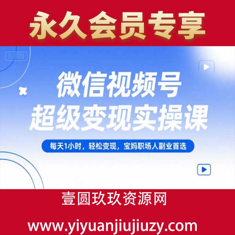 微信视频号超级变现实操课，每天1小时，轻松变现，宝妈职场人副业首选