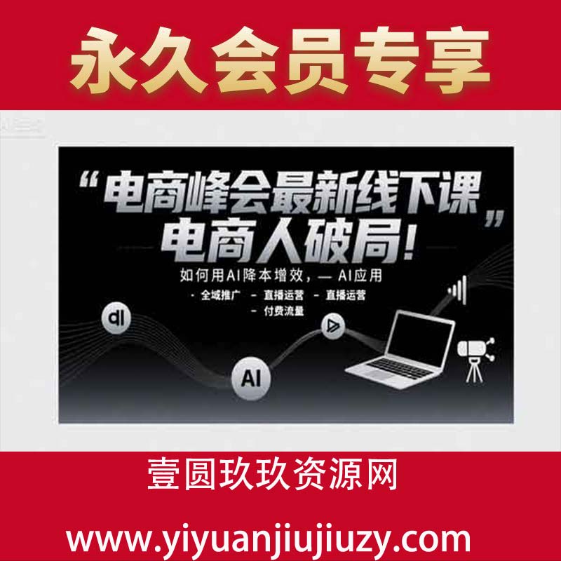 电商峰会最新线下课，电商人破局，如何用AI降本增效，AI应用-全域推广-直播运营-付费流量