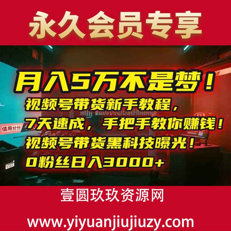 月入5万不是梦！视频号带货新手教程，7天速成，手把手教你赚钱！视频号带货黑科技曝光！0粉丝日入3000+